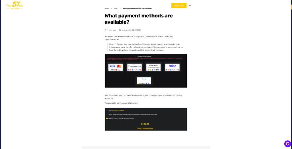 Zahlungsmethoden bei The5ers